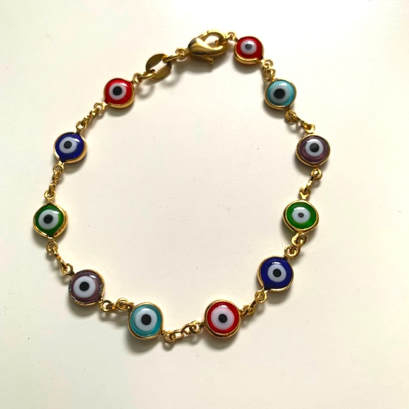 Dainty Evil Eve Charm Bracelet - Picture 1 of 3